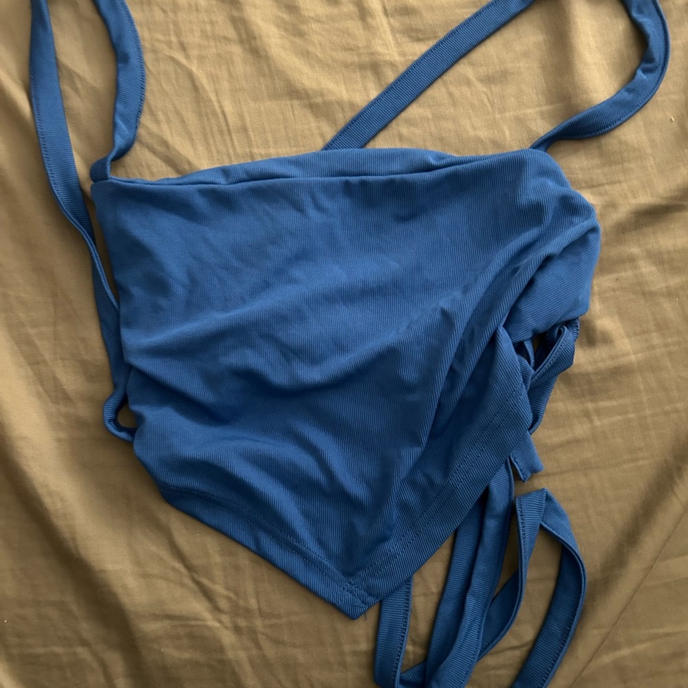 SHEIN Blue Wrap Top, never worn out